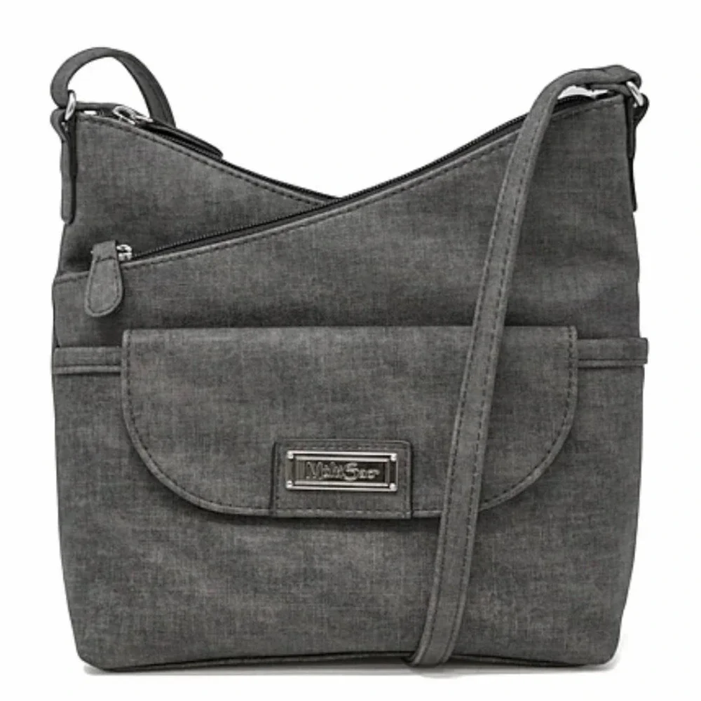 MultiSac Vista Crossbody Bag in Gray Fall Boho with magnetic front pocket